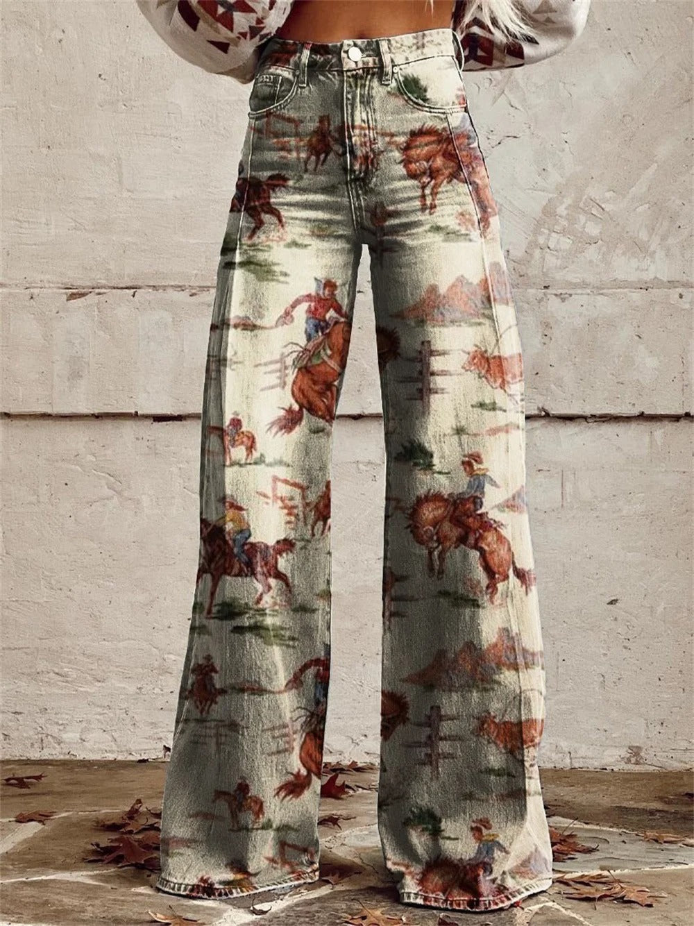 Penelope™ – Pantalones Anchos Vintage con Estampado