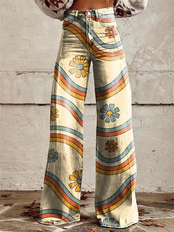 Lily™ – Pantalones Anchos con Rayas Multicolores y Estilo Sofisticado