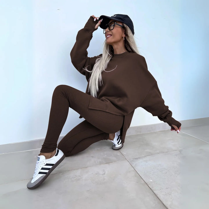 YACHA | Conjunto informal de sudadera y pantalones de manga larga