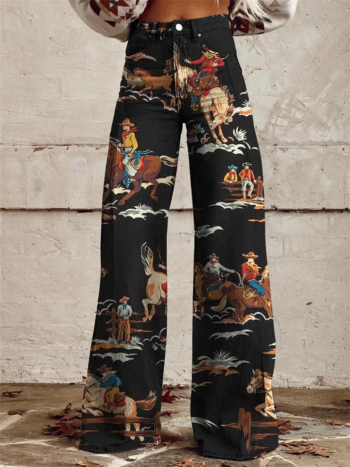 Penelope™ – Pantalones Anchos Vintage con Estampado