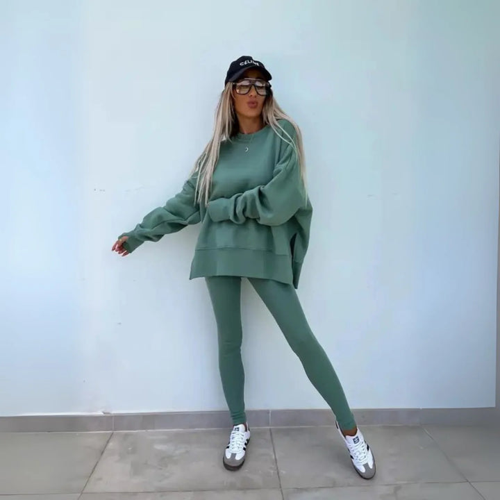 YACHA | Conjunto informal de sudadera y pantalones de manga larga