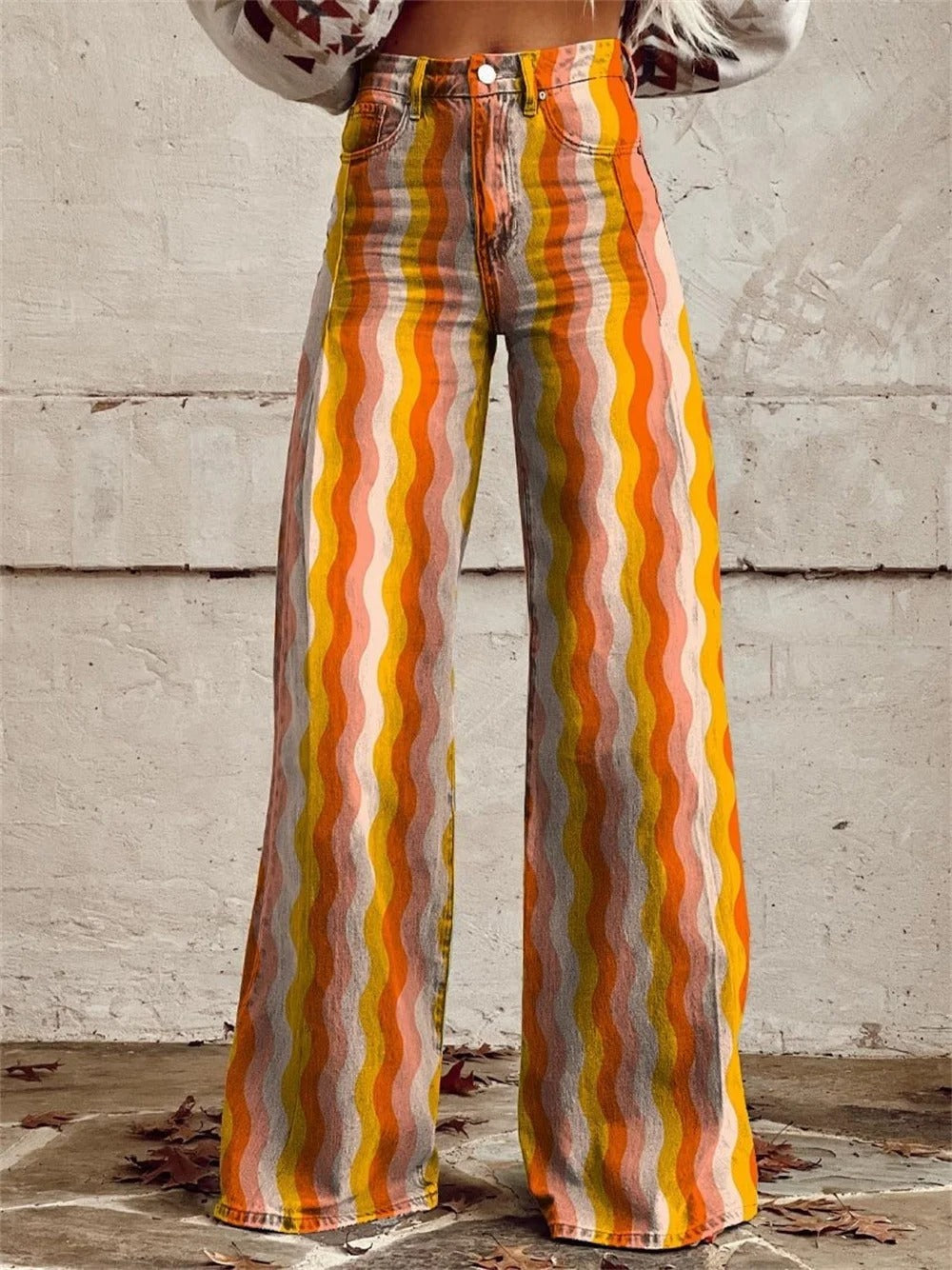 Lily™ – Pantalones Anchos con Rayas Multicolores y Estilo Sofisticado