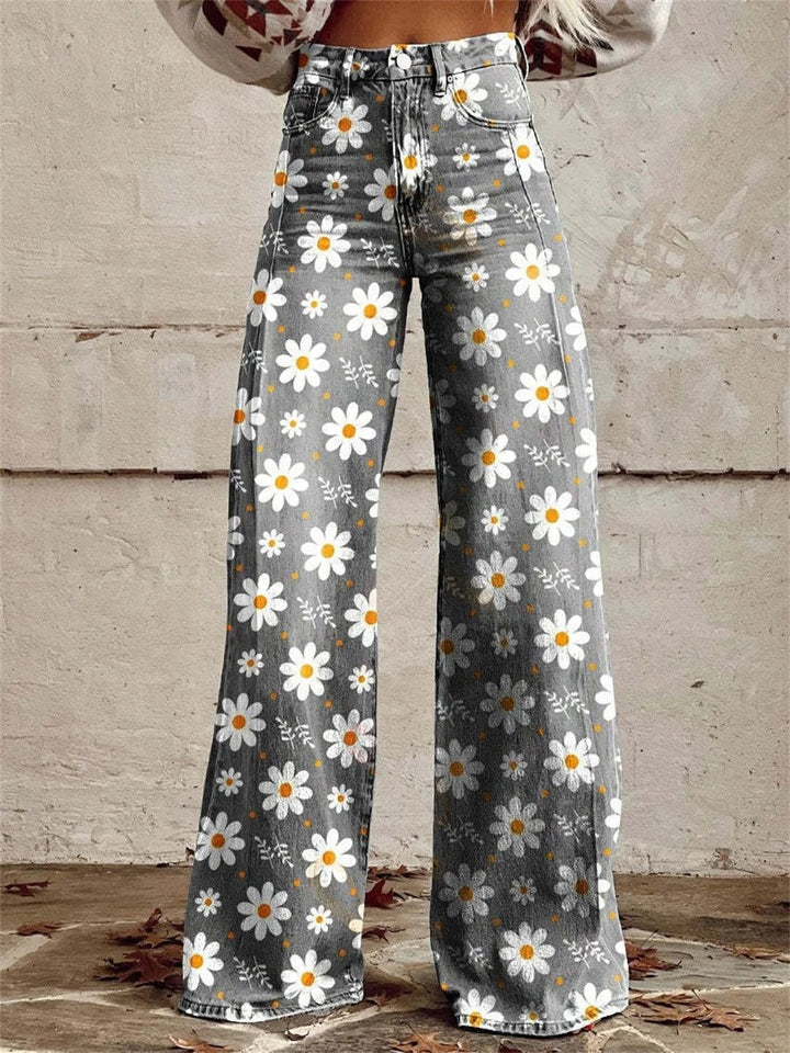 Charlotte™ – Pantalones Anchos con Estampado Floral Colorido y Comodidad Garantizada